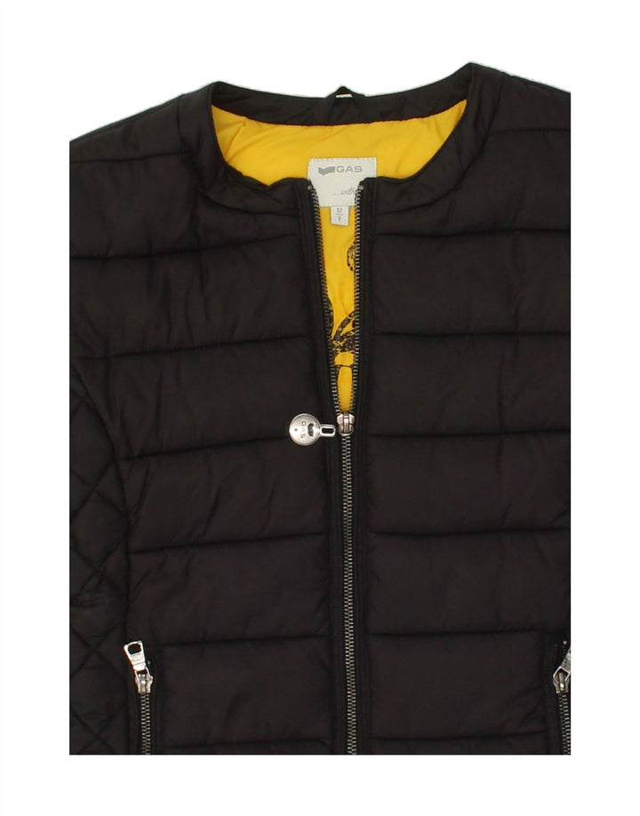 GAS Girls Padded Jacket 11-12 Years Black Nylon Vintage Gas and Second-Hand Gas from Messina Hembry 