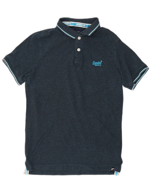 SUPERDRY Mens Polo Shirt Medium Navy Blue Cotton