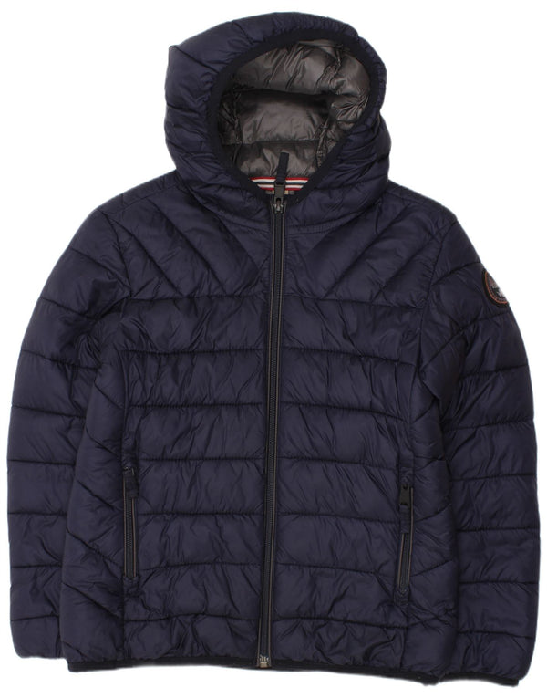 NAPAPIJRI Boys Hooded Padded Jacket 7-8 Years Navy Blue Polyamide