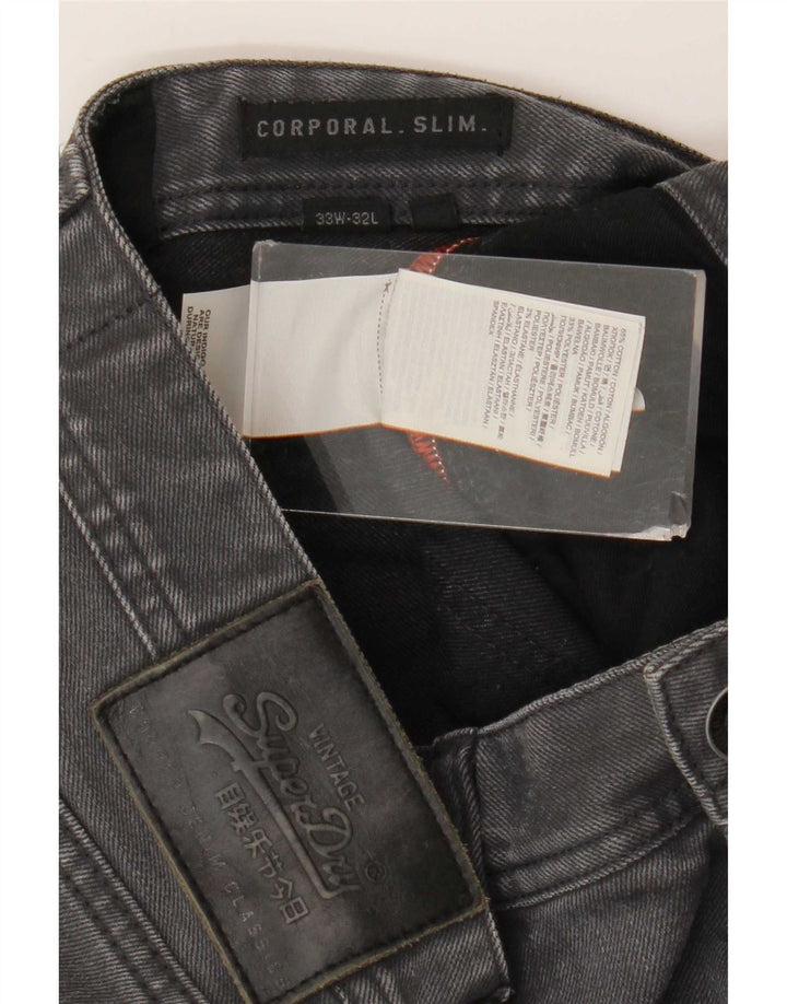 Superdry Mens Corporal Slim Jeans W33 L32 Grey Cotton