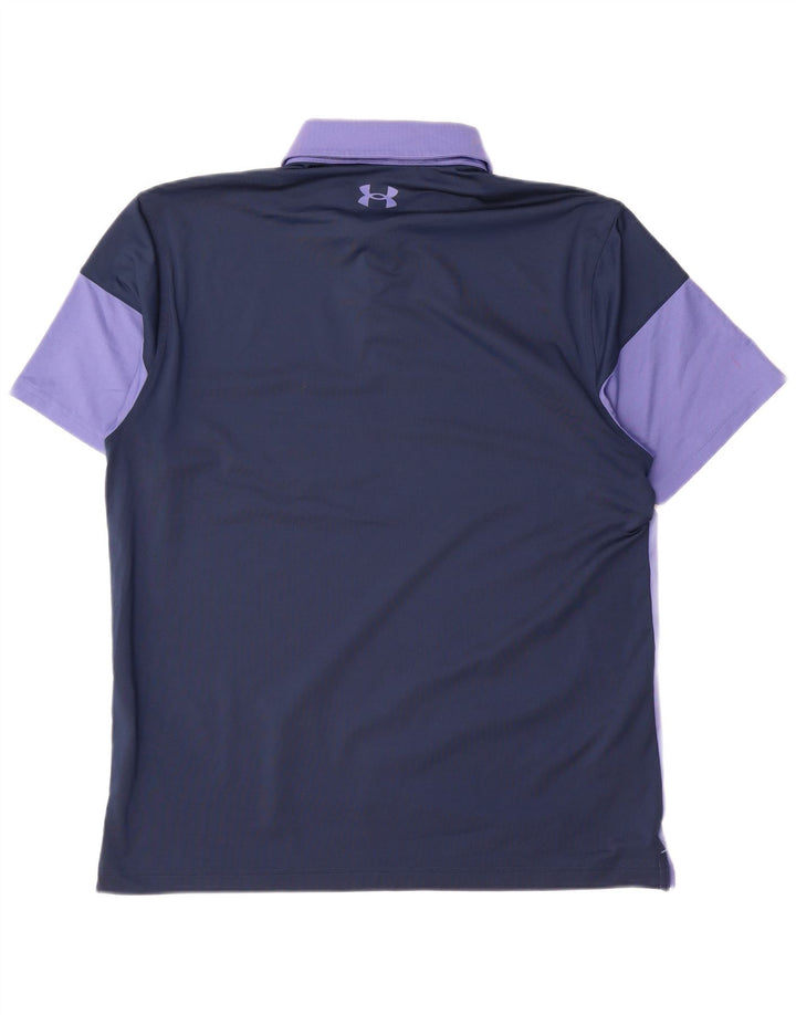 Under Armour Mens Polo Shirt Large Purple Colourblock Polyester