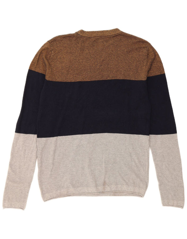 Jack & Jones Mens Crew Neck Jumper Sweater Large Multicoloured Colourblock