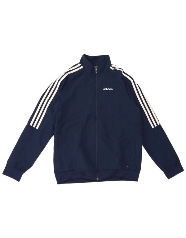 Adidas Boys Climalite Tracksuit Top Jacket 13-14 Years Navy Blue Polyester