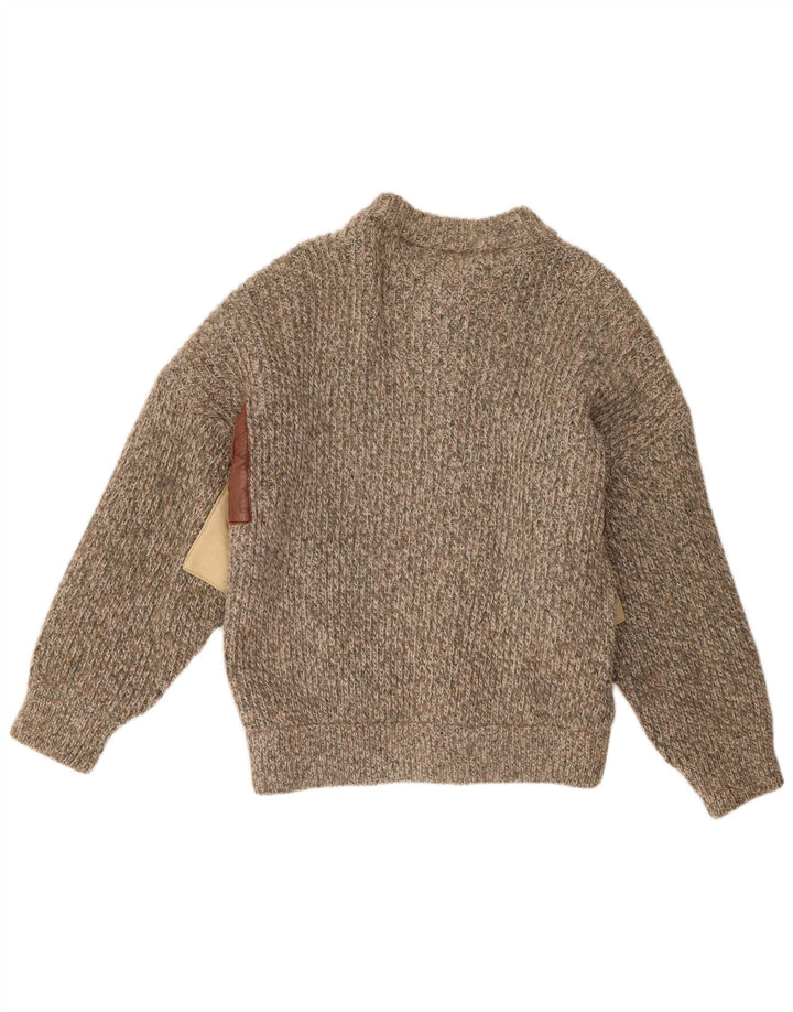 Vintage Mens Cardigan Sweater IT 52 Large Grey Flecked Wool