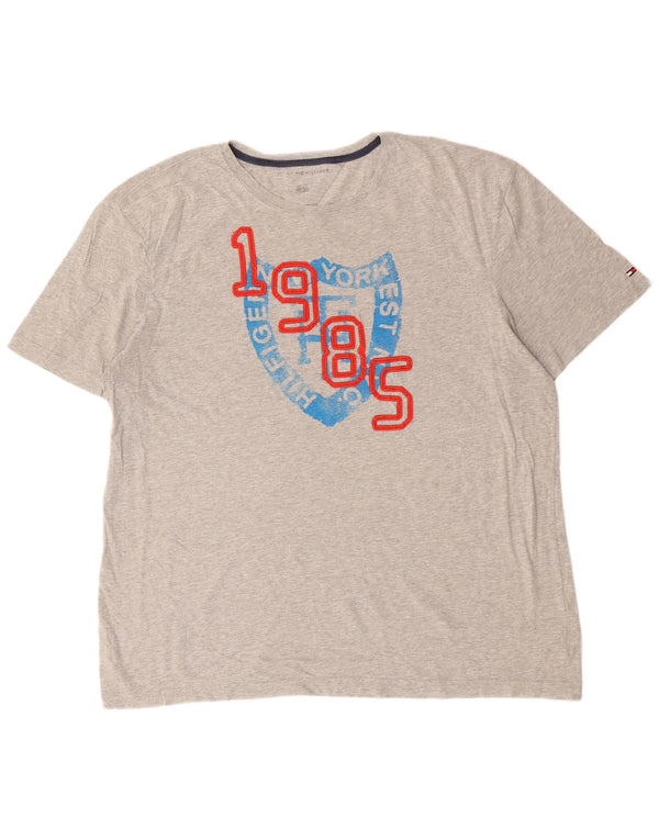 TOMMY HILFIGER Mens Graphic T-Shirt Top XL Grey Cotton
