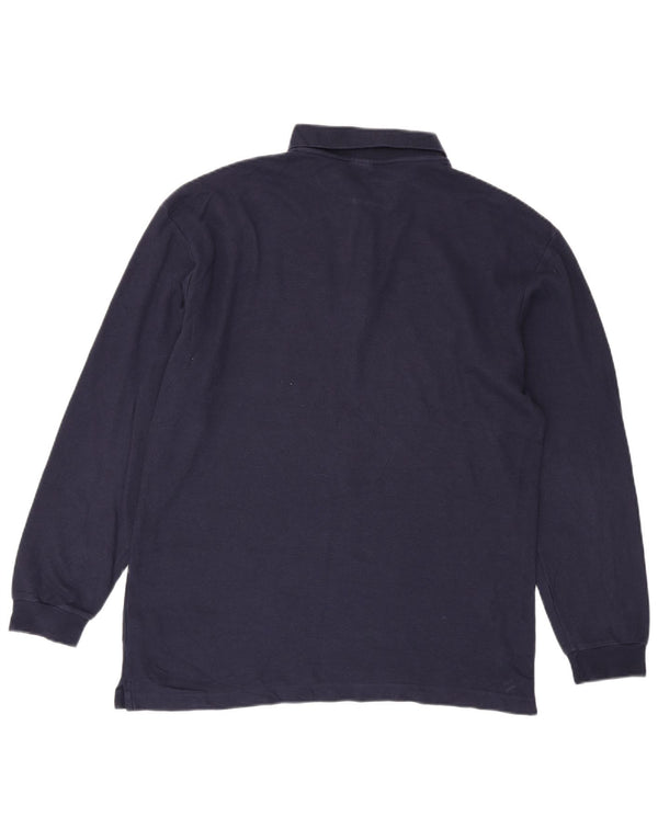 Fila Mens Long Sleeve Polo Shirt IT 52 Large Navy Blue Cotton
