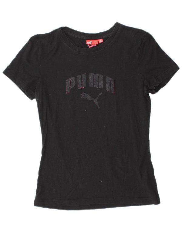 Puma Womens Graphic T-Shirt Top UK 12 Medium Black Cotton