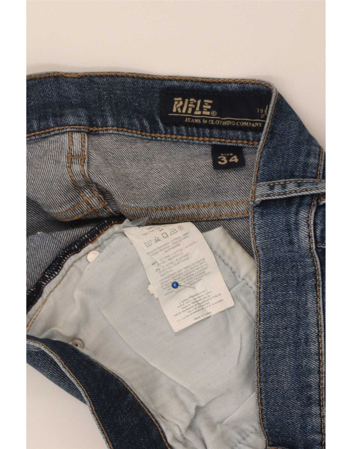 Rifle Womens Straight Jeans W34 L35 Blue Cotton