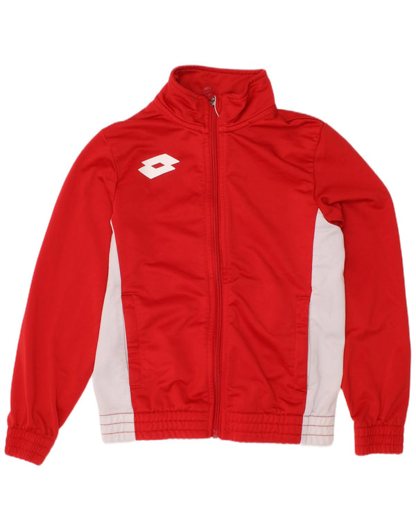 LOTTO Boys Tracksuit Top Jacket 7-8 Years XS Red Colourblock