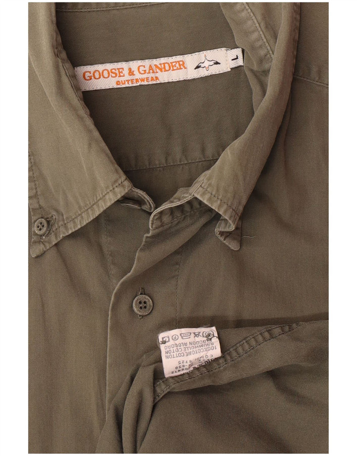 GOOSE & GANDER Mens Shirt Large Khaki Cotton
