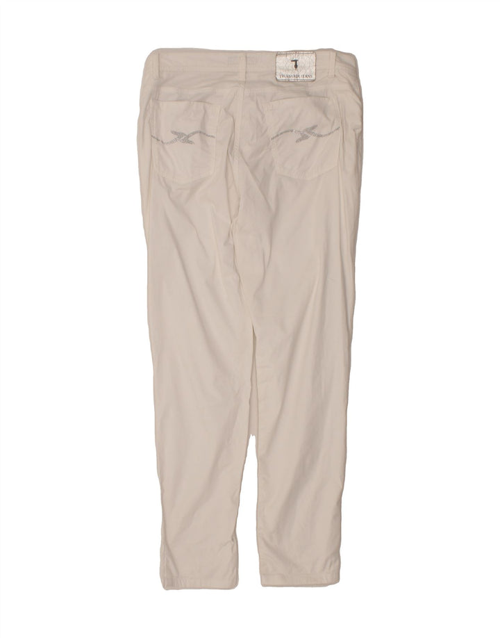 TRUSSARDI Womens Regular Fit Trousers W34 L30 White Cotton Vintage Trussardi and Second-Hand Trussardi from Messina Hembry 