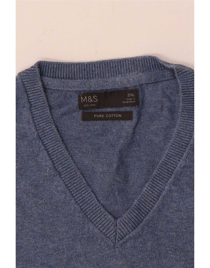 Marks & Spencer Mens Vest Tank Top 2XL Blue Cotton