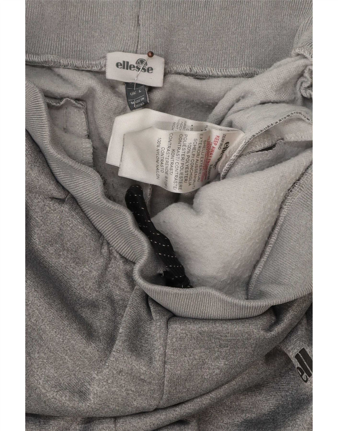 Ellesse Mens Tracksuit Trousers Joggers Large Grey Flecked Polyester