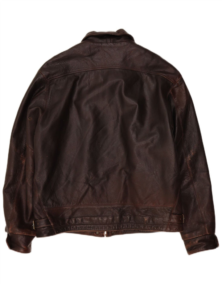 Vintage Mens Leather Jacket IT 48 Medium Brown