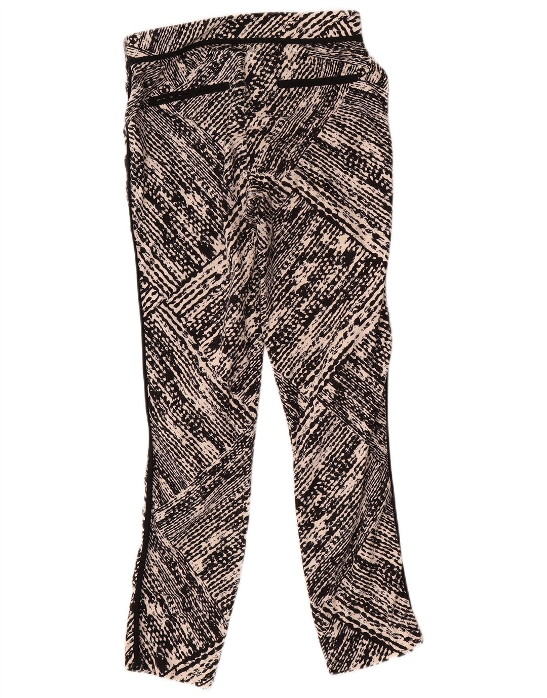 Zara Womens Abstract Pattern Slim Casual Trousers Small W26 L27 Black