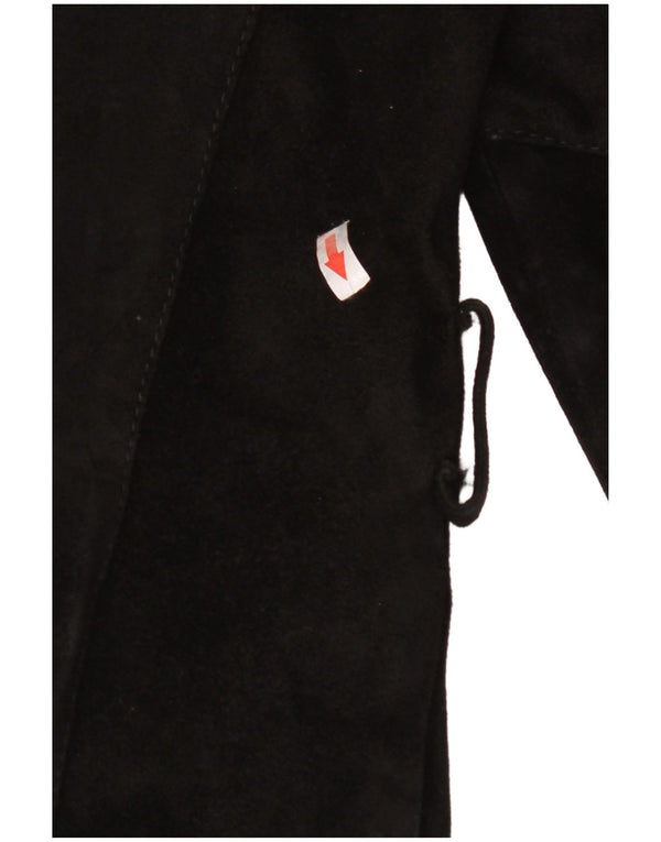 Vintage Womens Suede Jacket IT 42 Medium Black Leather