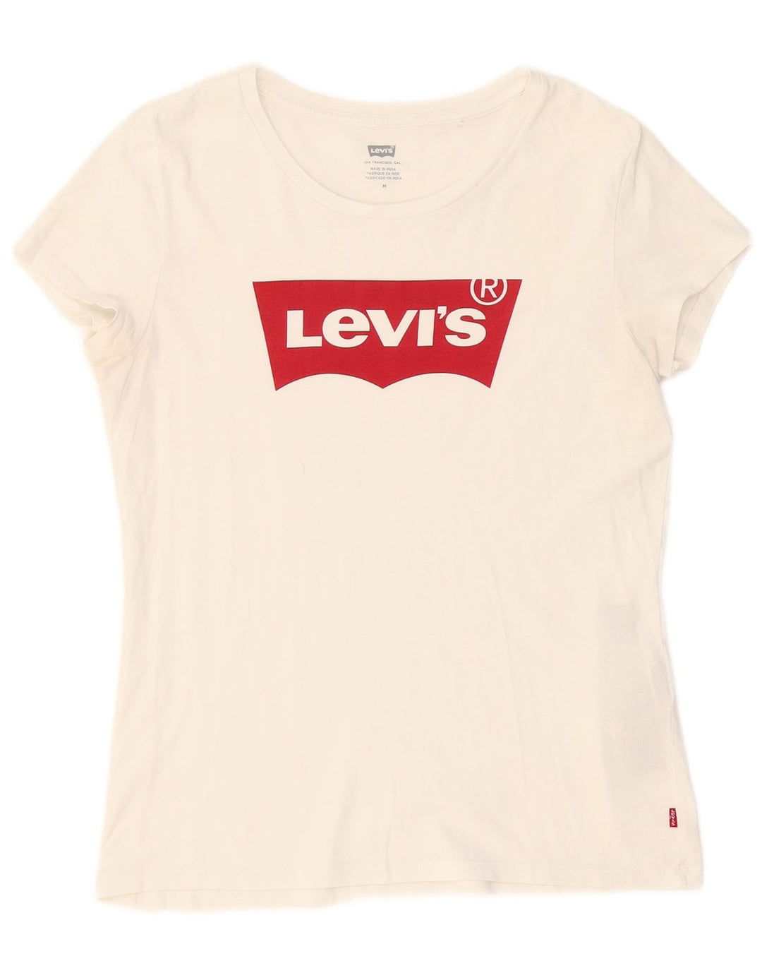 LEVI'S Womens Graphic T-Shirt Top UK 12 Medium White Cotton
