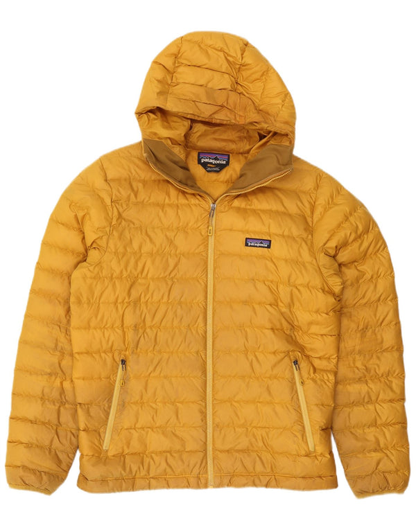 Patagonia Mens Hooded Padded Jacket UK 38 Medium Yellow Polyester