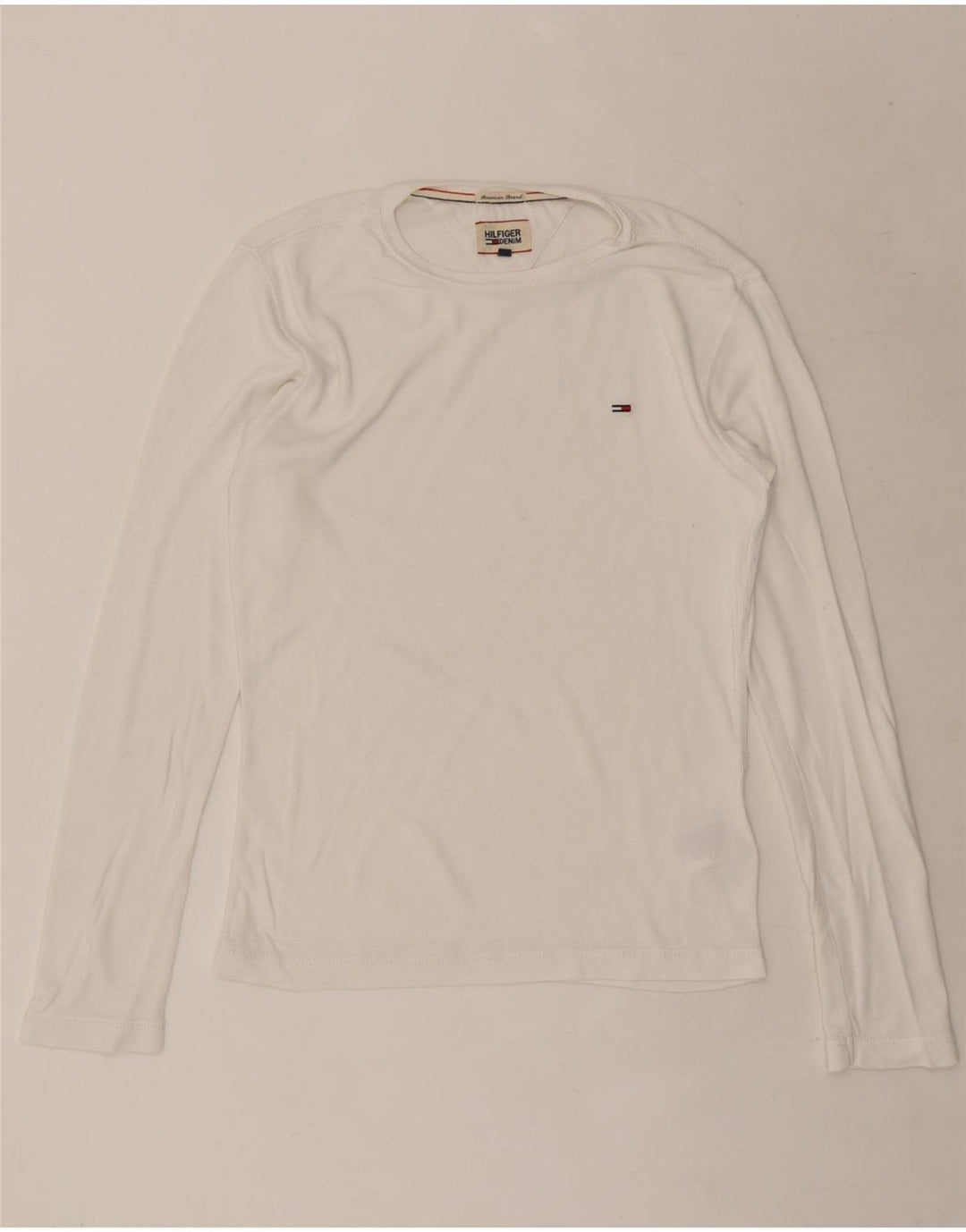 Tommy Hilfiger Mens Top Long Sleeve Small White Cotton