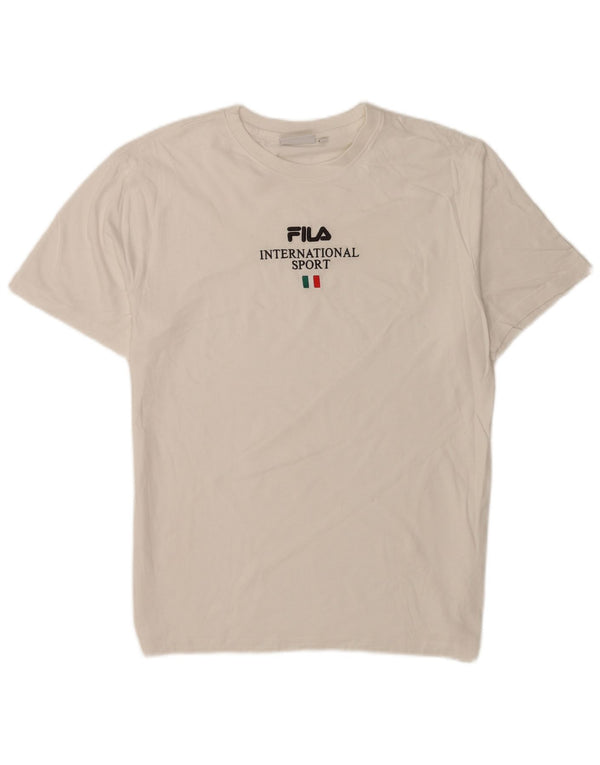 Fila Mens Graphic T-Shirt Top Medium White Cotton