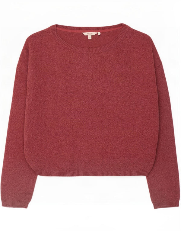 Fat Face Womens Oversized Boat Neck Jumper Sweater UK 14 Large Burgundy