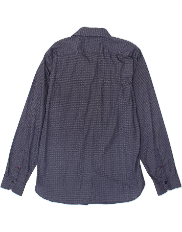 TED BAKER Mens Abstract Pattern Regular Fit Shirt Size 16 Large Navy Blue Vintage Ted Baker and Second-Hand Ted Baker from Messina Hembry 