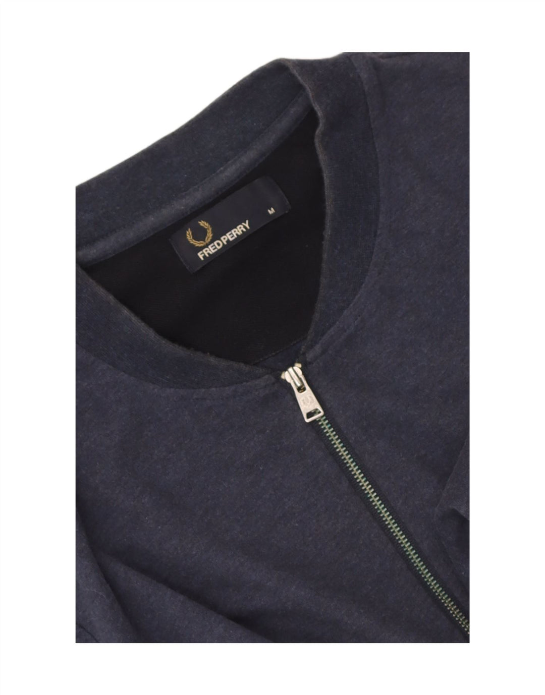 Fred Perry Mens Zip Neck T-Shirt Top Medium Navy Blue Striped