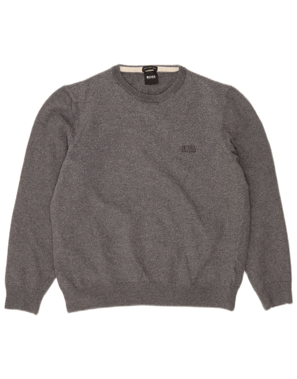 Hugo Boss Womens Crew Neck Jumper Sweater UK 18 XL Grey Virgin Wool