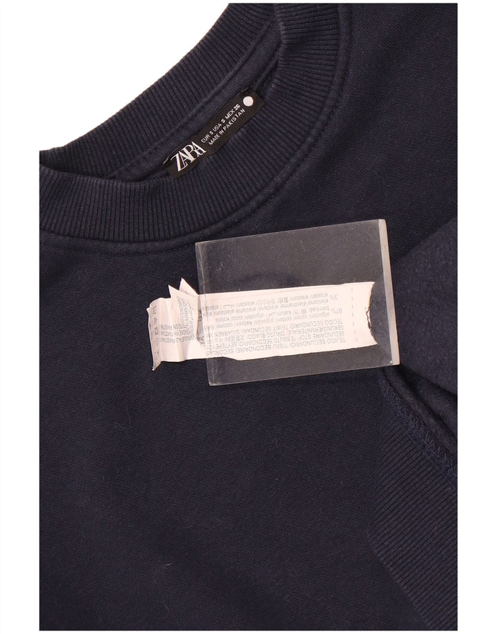 Zara Mens Sweatshirt Jumper Small Navy Blue Cotton