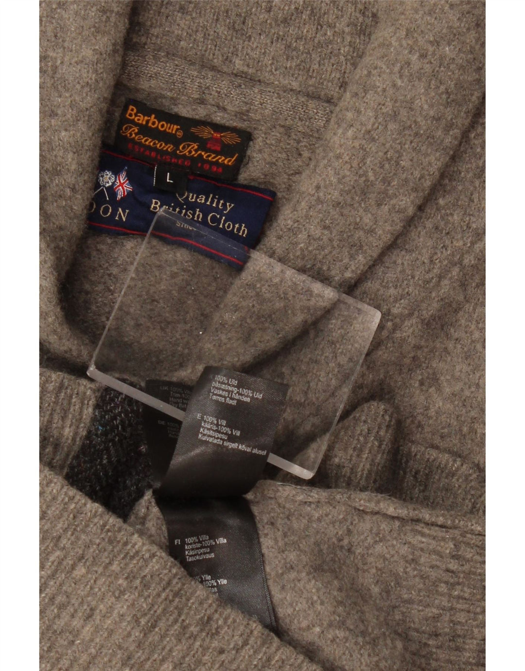 BARBOUR Boys Cardigan Sweater 11-12 Years Large Grey Colourblock Wool