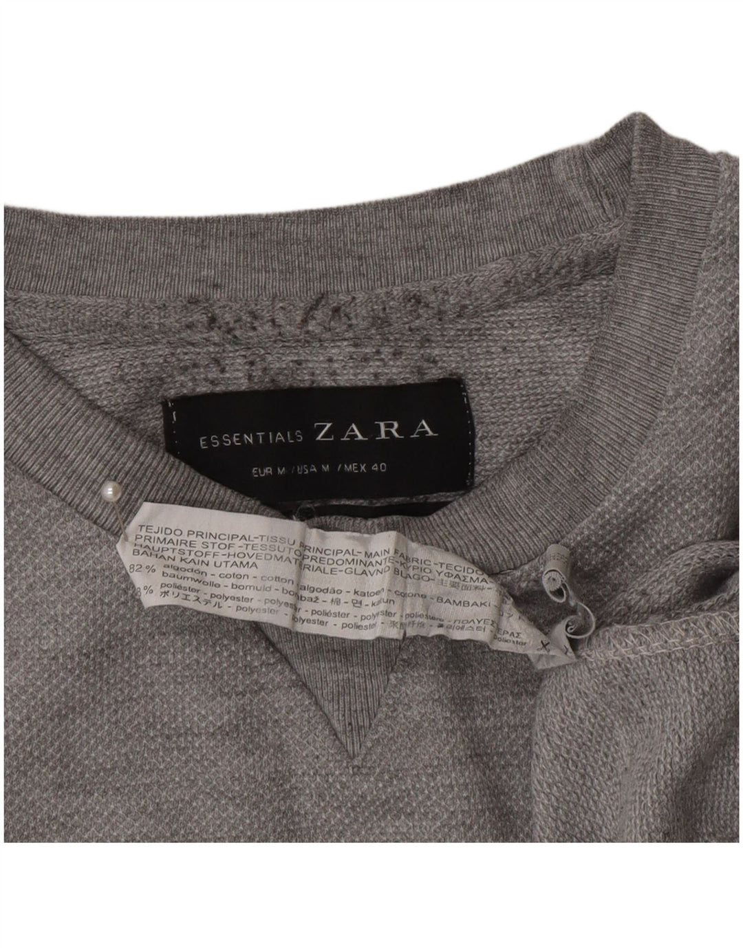 Zara Mens Sweatshirt Jumper Medium Grey Cotton