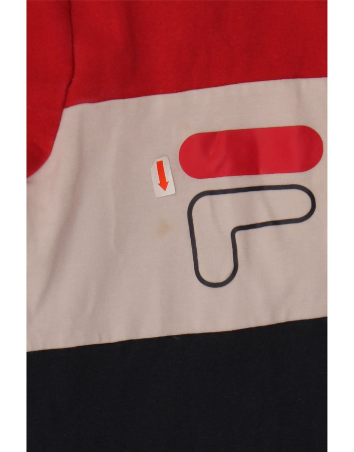 FILA Womens Graphic Sweatshirt Jumper UK 10 Small Navy Blue Colourblock