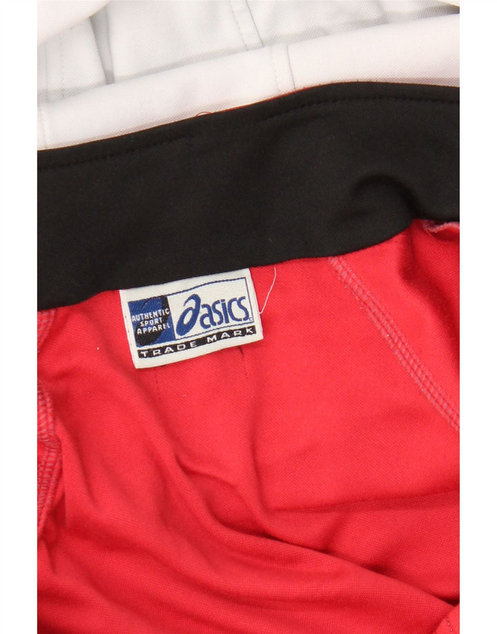 Asics Mens Zip Hoodie Sweater Medium Red Striped Sports