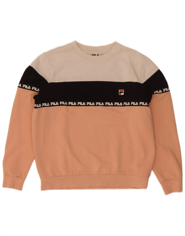 Fila Womens Graphic Sweatshirt Jumper UK 14 Medium Multicoloured