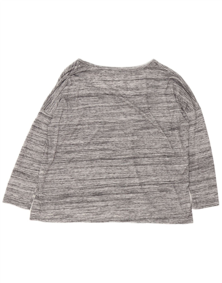 Zara Womens Oversized Top Long Sleeve UK 14 Medium Grey Flecked Polyester