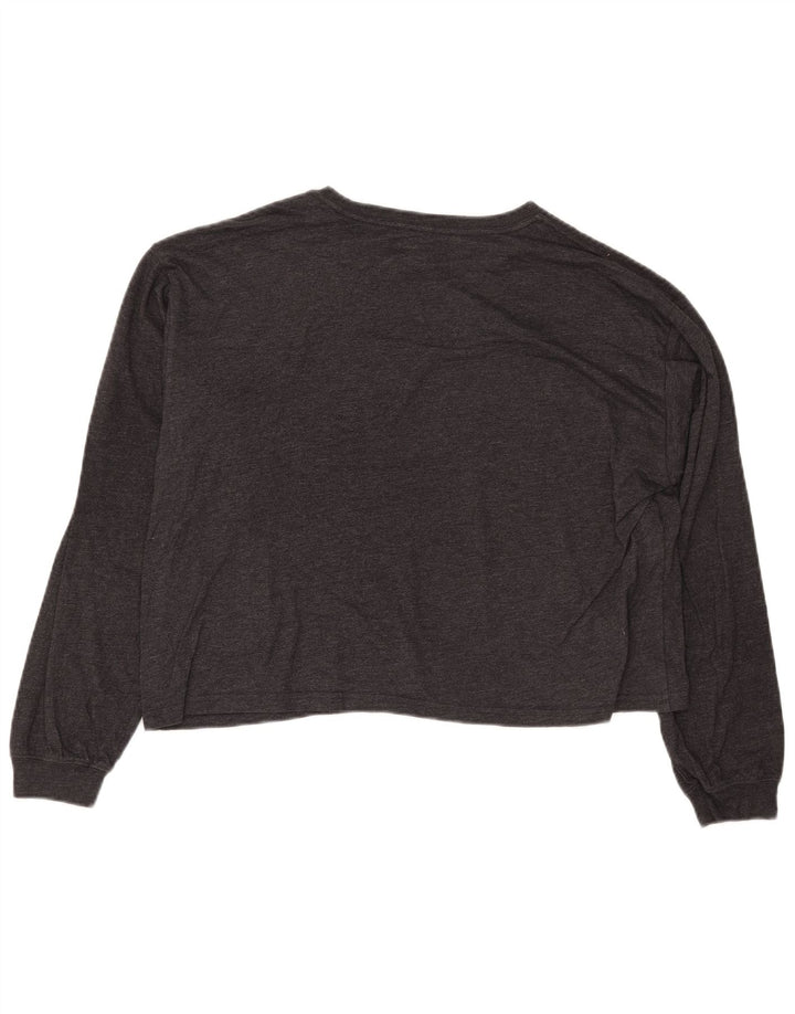 WRANGLER Womens Crop Graphic Top Long Sleeve UK 10 Small Grey Floral