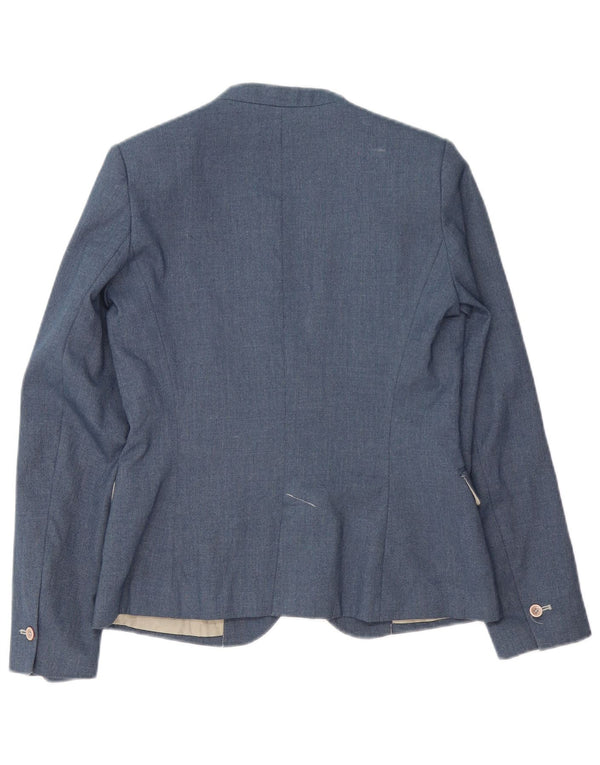 Zara Womens 1 Button Blazer Jacket EU 38 Medium Blue Polyester