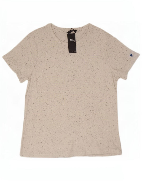 Marks & Spencer Womens T-Shirt Top UK 18 XL White Flecked Viscose