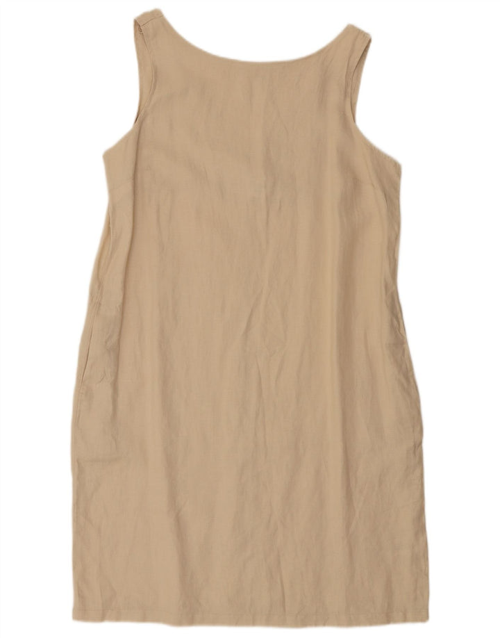 Next Womens Sleeveless Shift Dress UK 14 Large Beige Linen