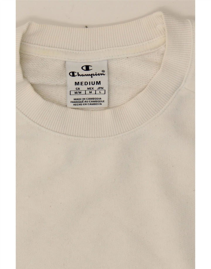 CHAMPION Womens Graphic Sweatshirt Jumper UK 14 Medium White Colourblock Vintage Champion and Second-Hand Champion from Messina Hembry 