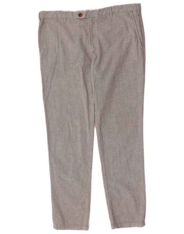 Zara Mens Slim Suit Trousers EU 46 XL W36 L30 Grey Spotted Cotton
