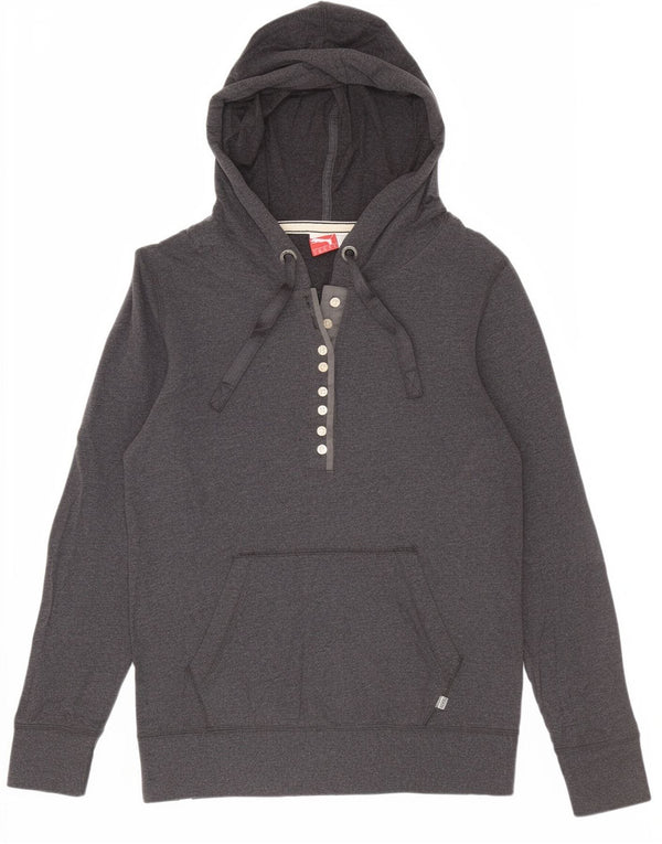 Puma Womens Button Neck Hoodie Jumper UK 10 Small Grey Cotton