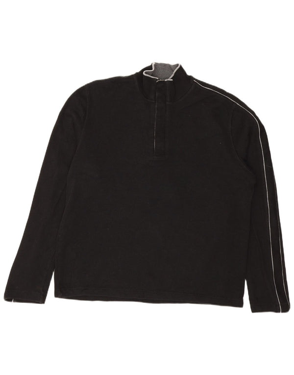 Hugo Boss Mens Regular Fit Zip Neck Jumper Sweater Large Black Striped