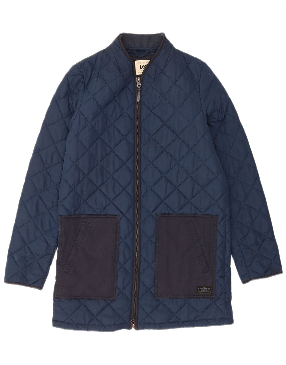 Lee Womens Quilted Jacket UK 10 Small Navy Blue Colourblock Polyester