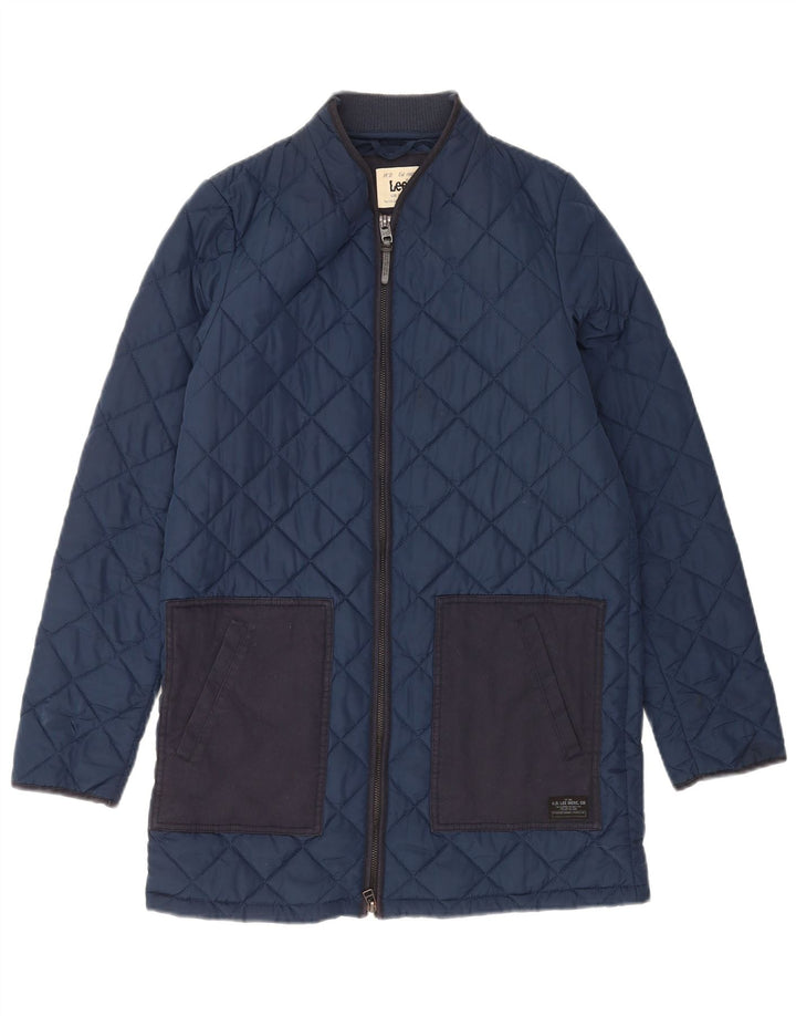 Lee Womens Quilted Jacket UK 10 Small Navy Blue Colourblock Polyester