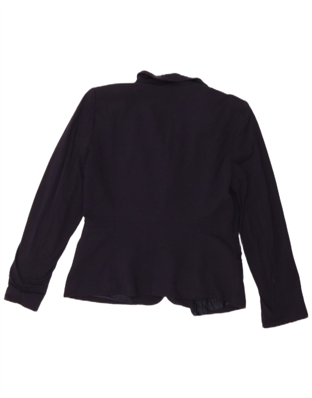 Zara Womens 1 Button Blazer Jacket UK 14 Large Navy Blue Viscose