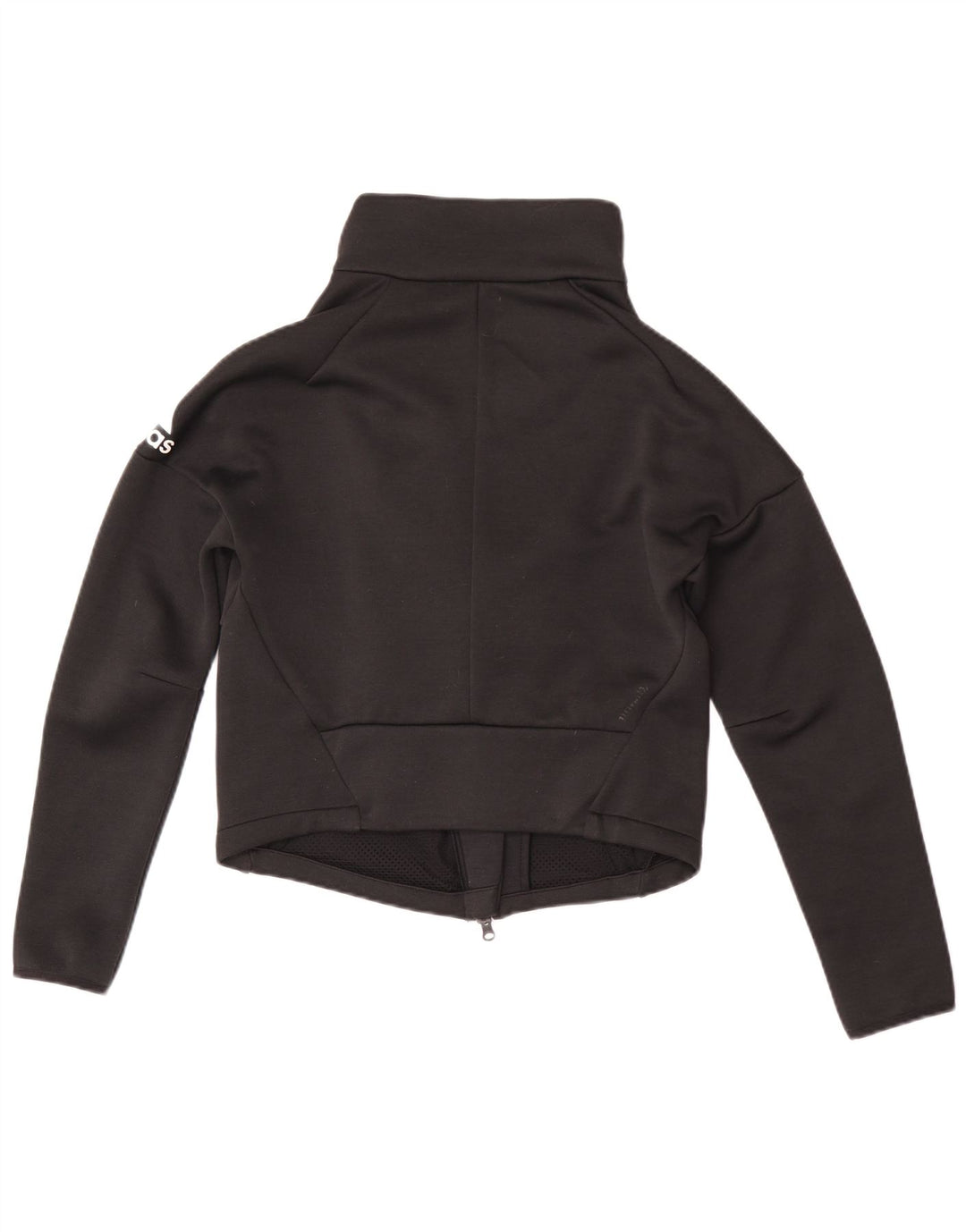 Adidas Womens Crop Tracksuit Top Jacket UK 8/10 Small Black Polyester