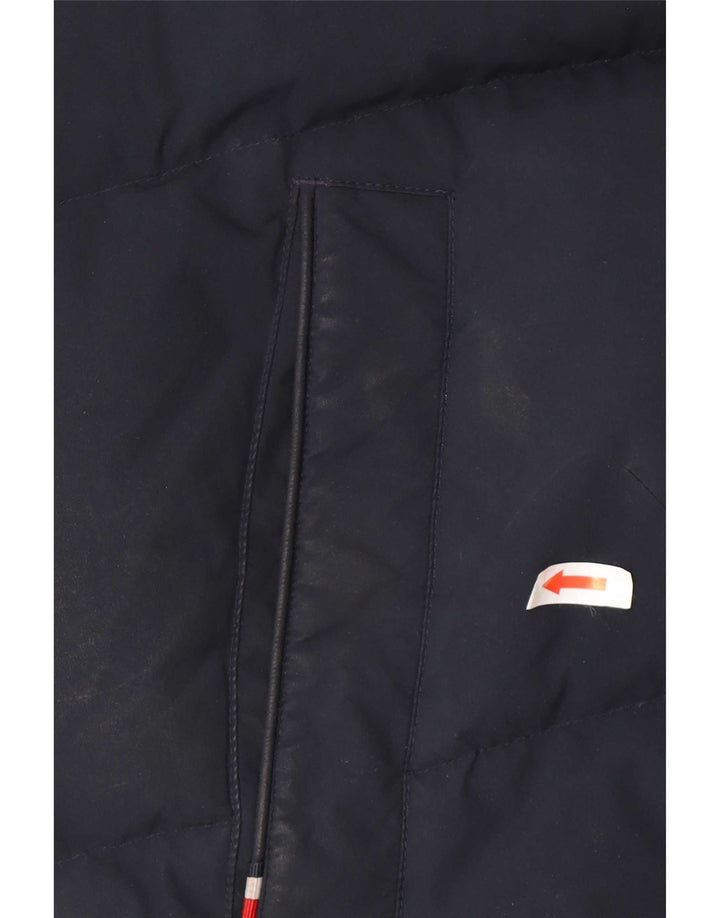 Tommy Hilfiger Mens Hooded Padded Jacket UK 38 Medium Navy Blue Polyester