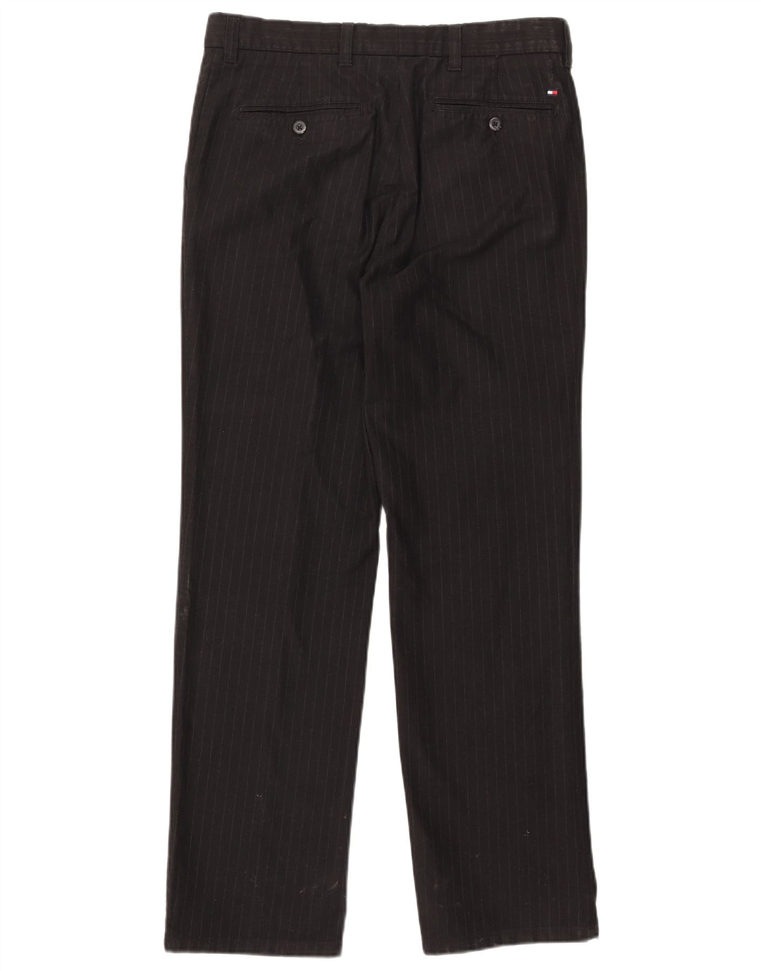TOMMY HILFIGER Womens Straight Suit Trousers W32 L32 Black Striped Cotton