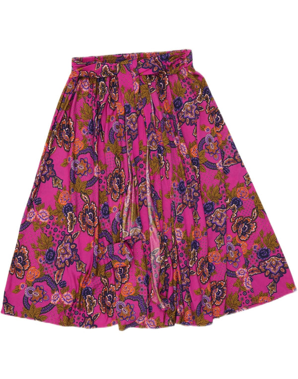 Vintage Womens Flared Skirt W34 Large Pink Paisley